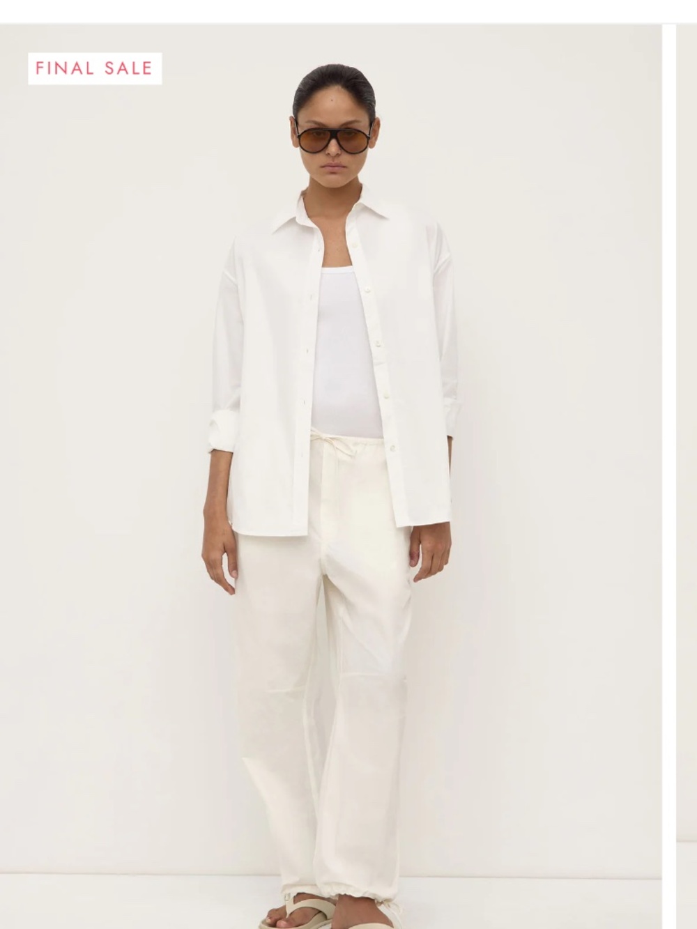 Assembly Label White / Cream Poplin 100% Cotton Drawstring Jogger Pants